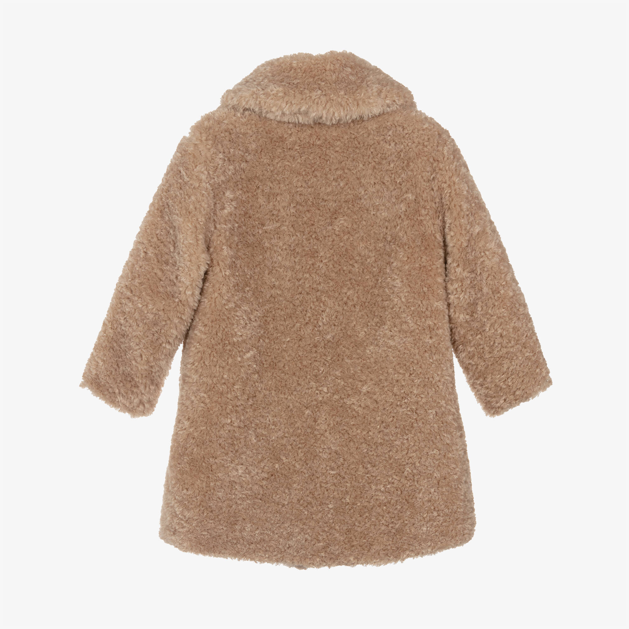 570364 Monnalisa - Girls Beige Fluffy Fleece Coat | Childrensalon Outlet
