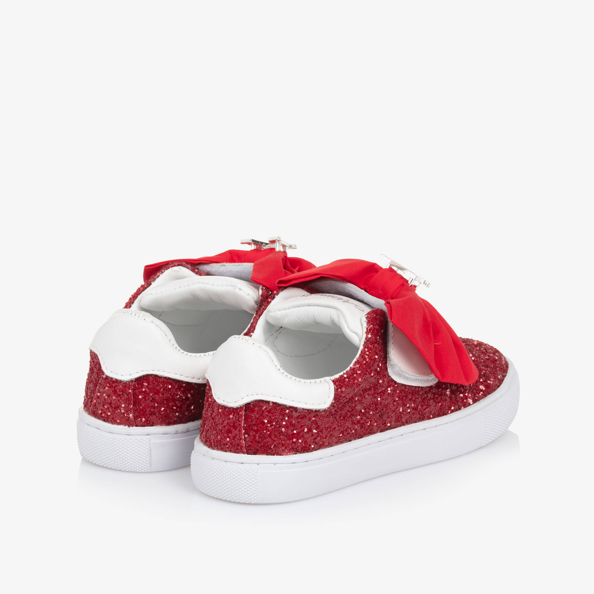 Monnalisa - Girls Glittery Red Velcro Kicks | Childrensalon Outlet
