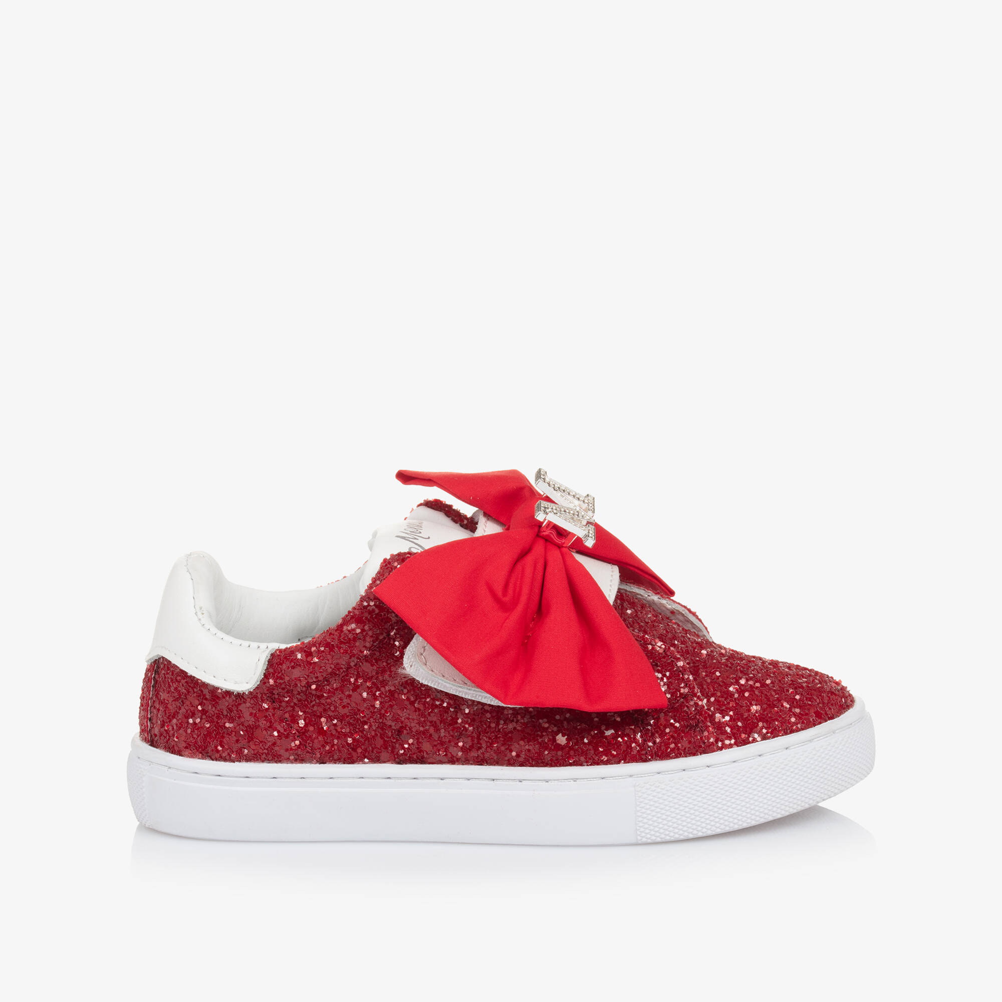 Monnalisa - Girls Glittery Red Velcro Kicks | Childrensalon Outlet