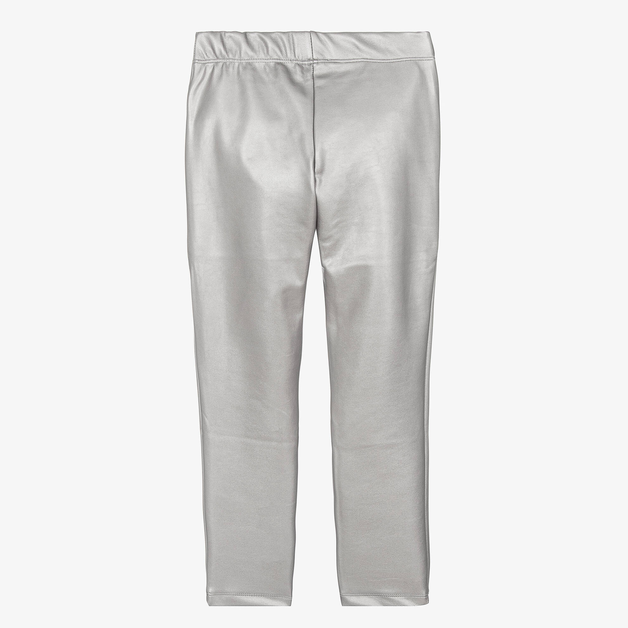 Monnalisa - Teen Girls Silver Faux Leather Leggings | Childrensalon Outlet