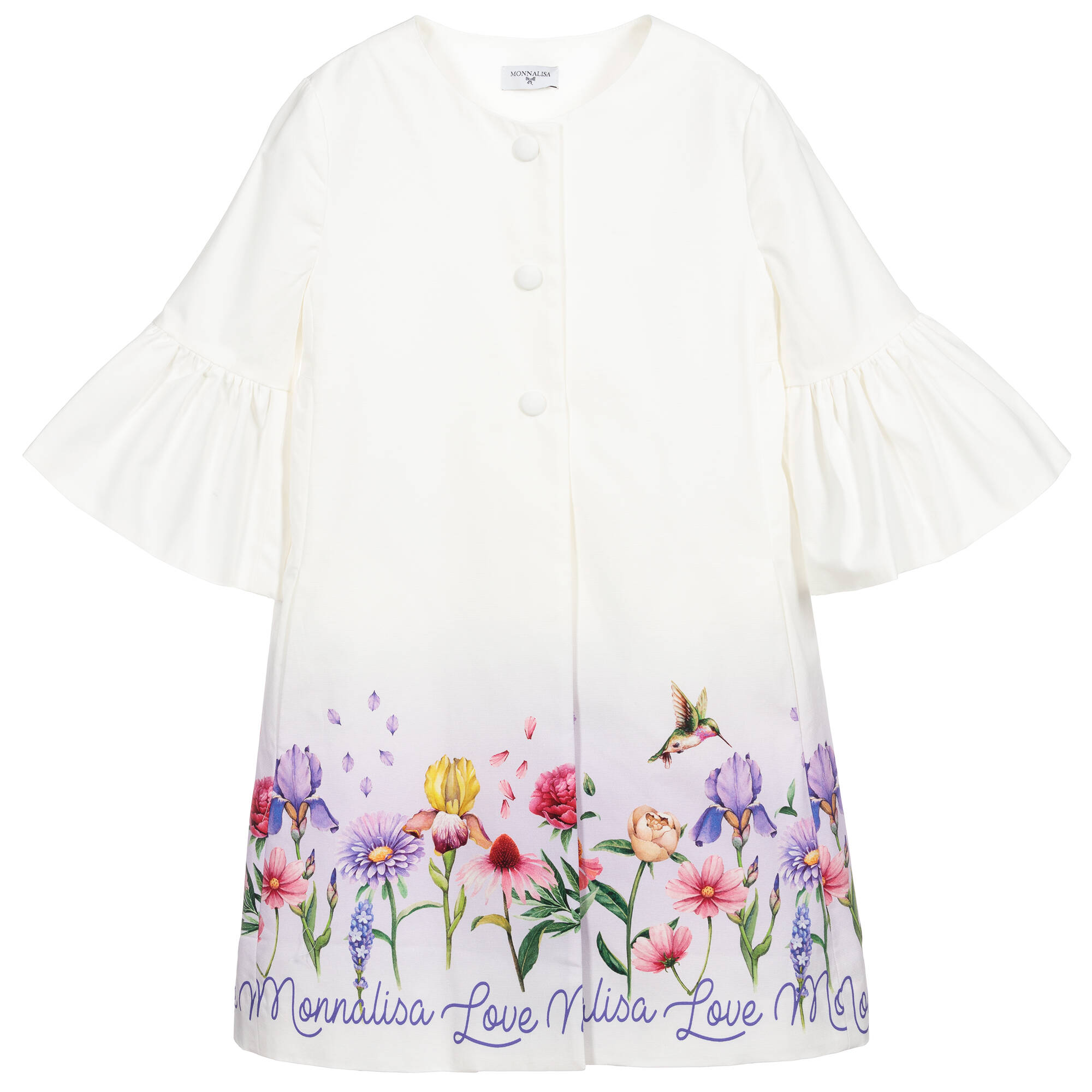 Monnalisa - Teen White Floral Cotton Coat | Childrensalon Outlet