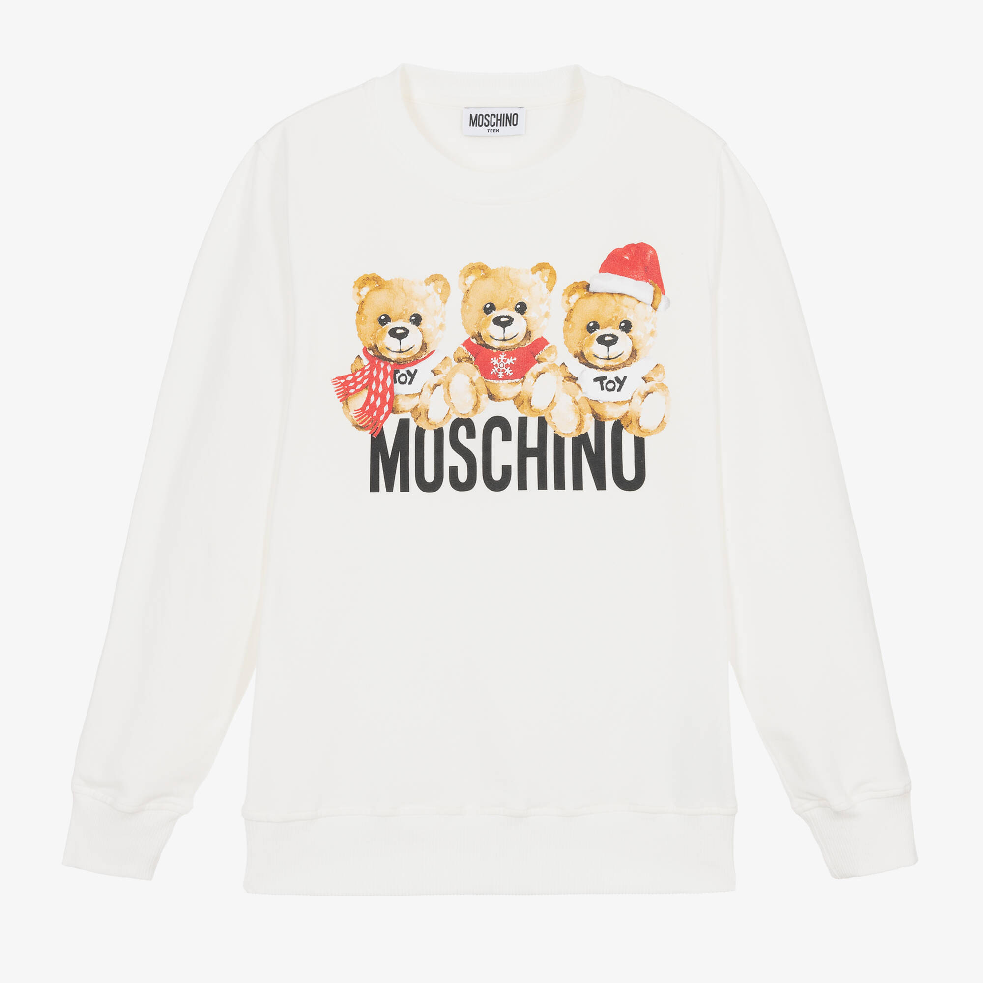 Moschino Kid-Teen - Teen Ivory Festive Teddy Sweatshirt | Childrensalon ...