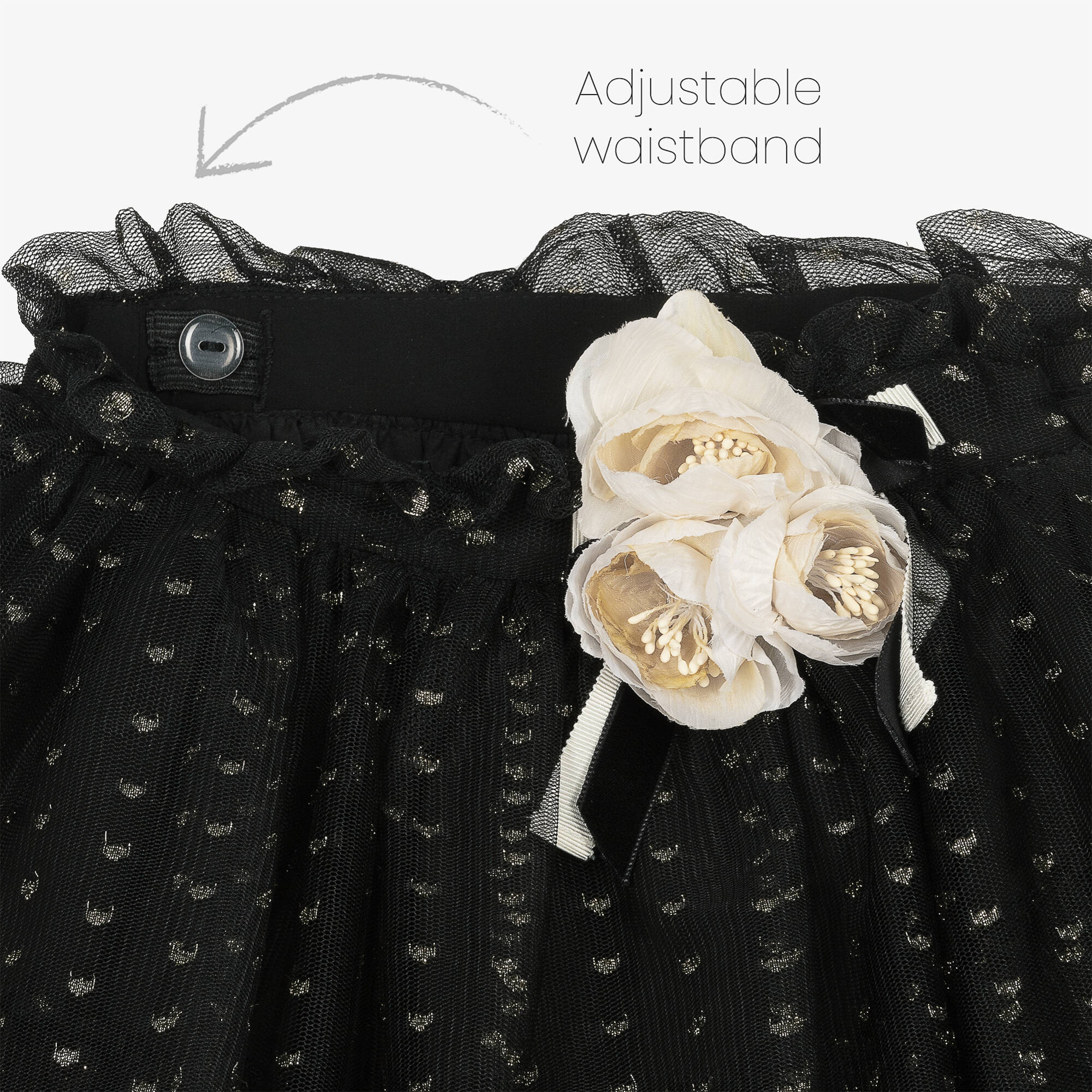 Patachou - Girls Black Chiffon & Tulle Ruffle Skirt | Childrensalon Outlet