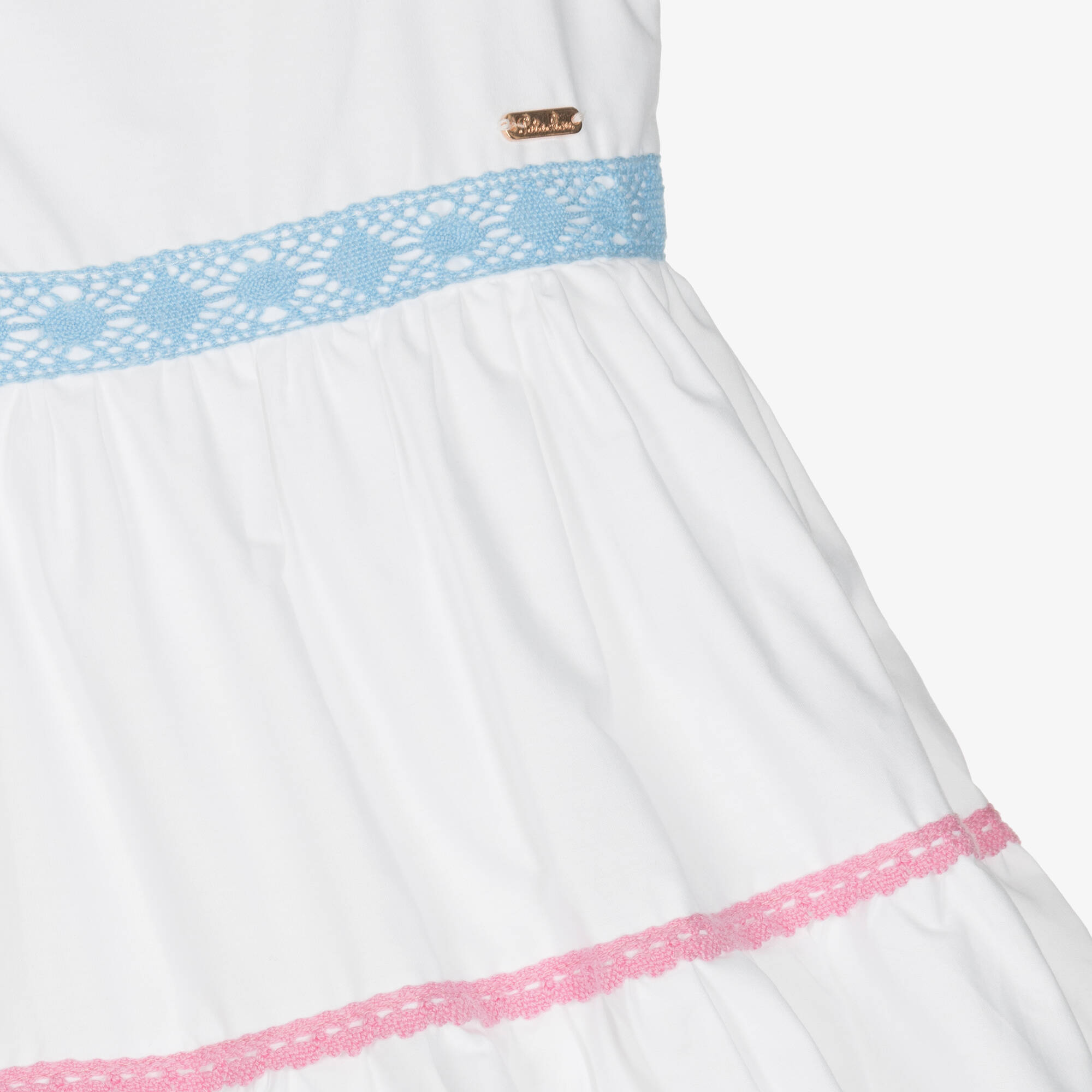 Patachou - Girls White Tiered Cotton Dress | Childrensalon Outlet