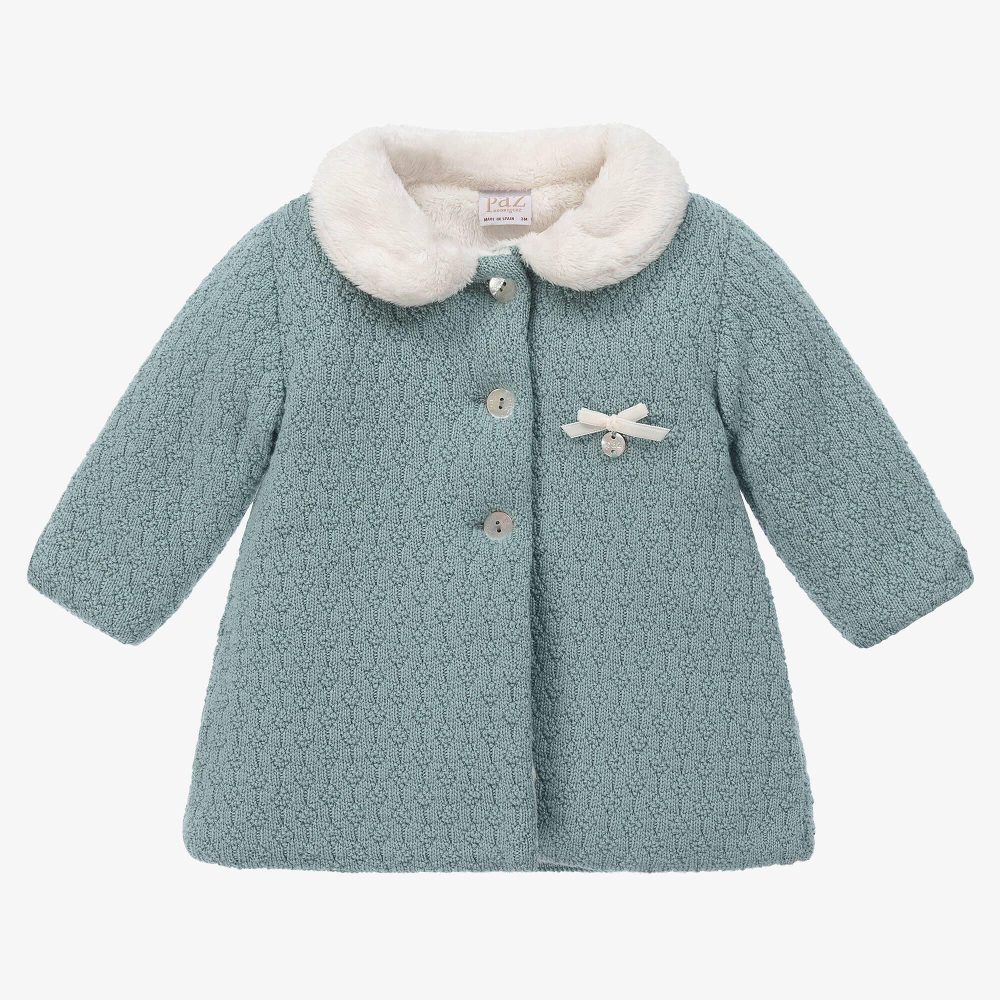 PAZ Rodríguez - Baby Girls Green Merino Wool Knit Coat | Childrensalon ...