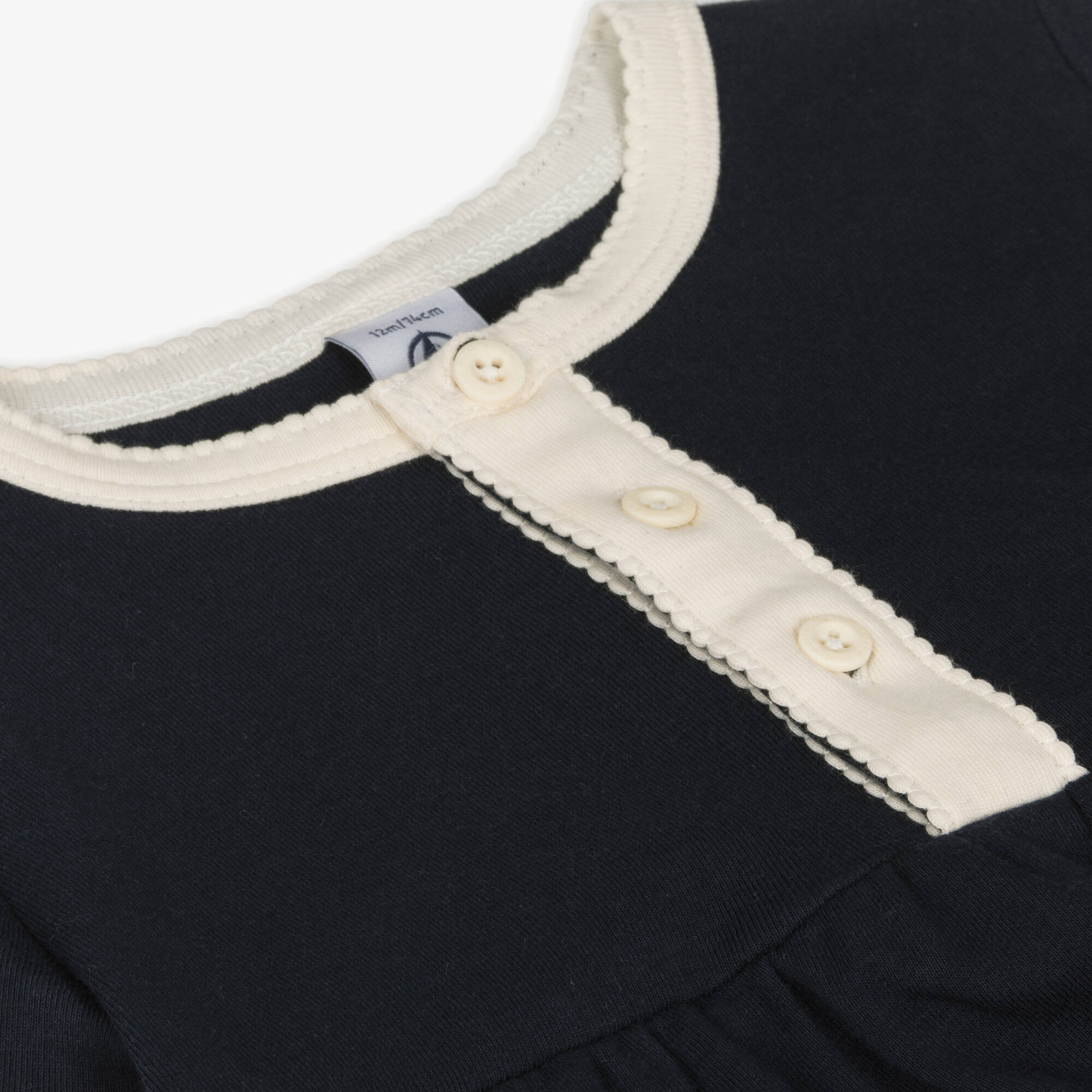 Petit Bateau - Girls Organic Navy Cotton Frock | Childrensalon Outlet