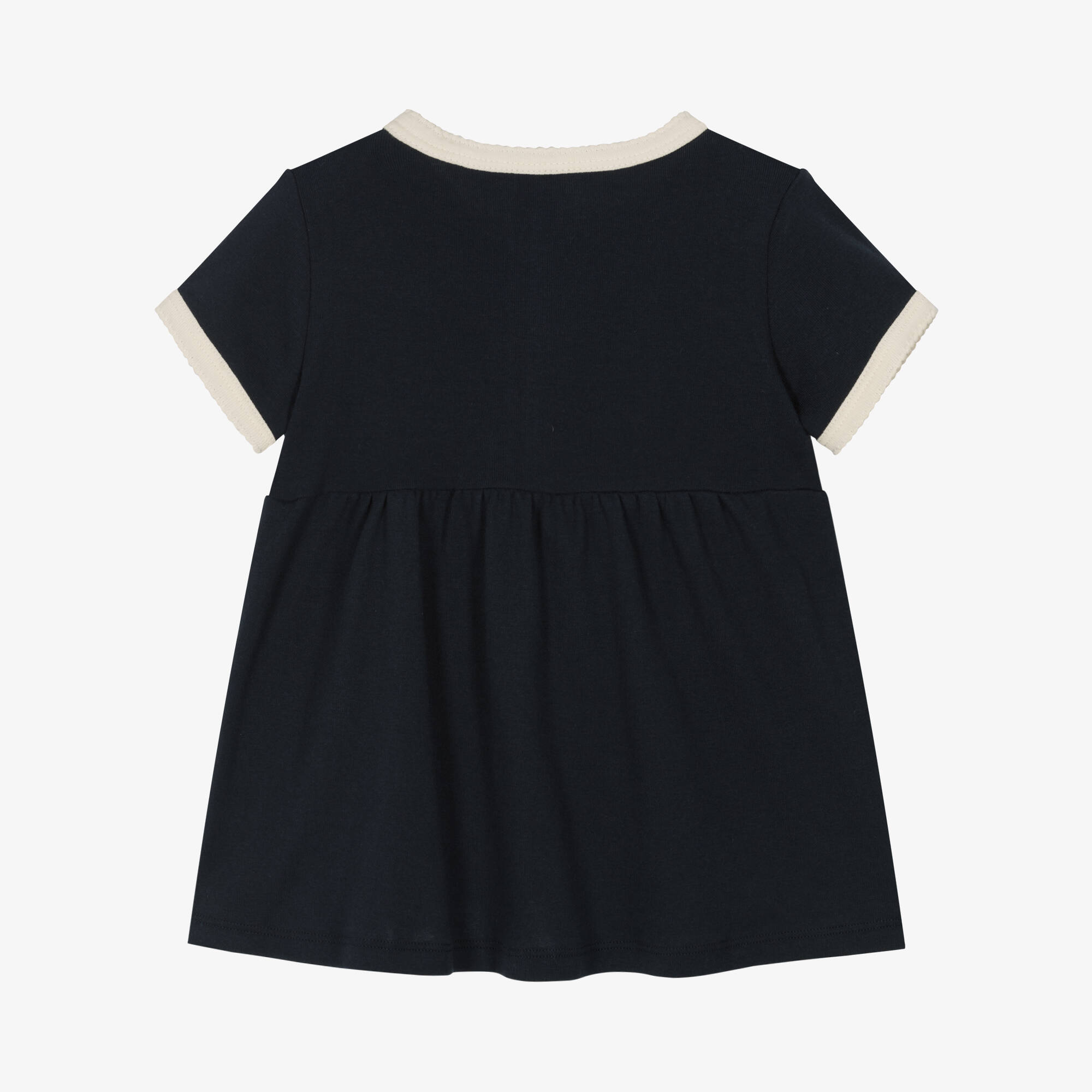 Petit Bateau - Girls Organic Navy Cotton Frock | Childrensalon Outlet