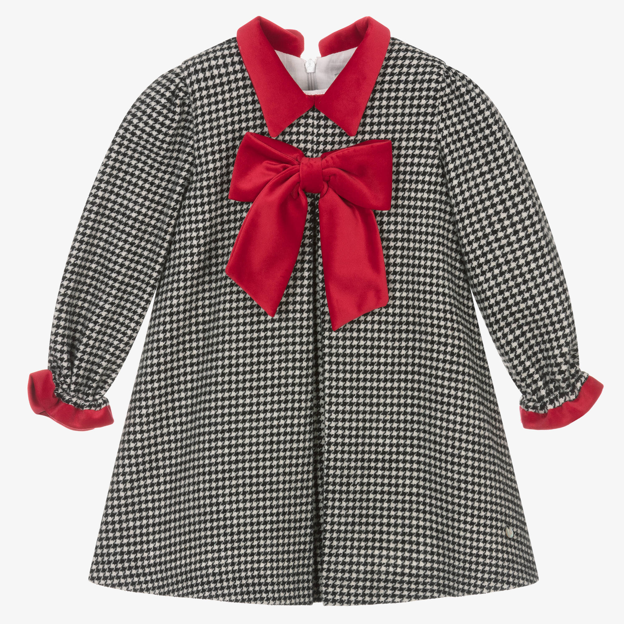 Piccola Speranza - Girls Black Wool Houndstooth Dress | Childrensalon ...
