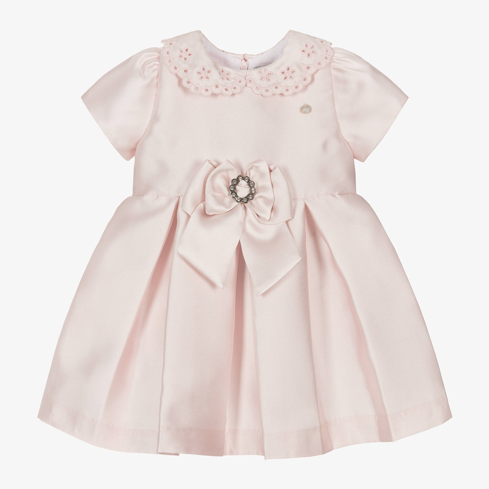 Piccola Speranza - Girls Pale Pink Satin Collared Dress | Childrensalon ...