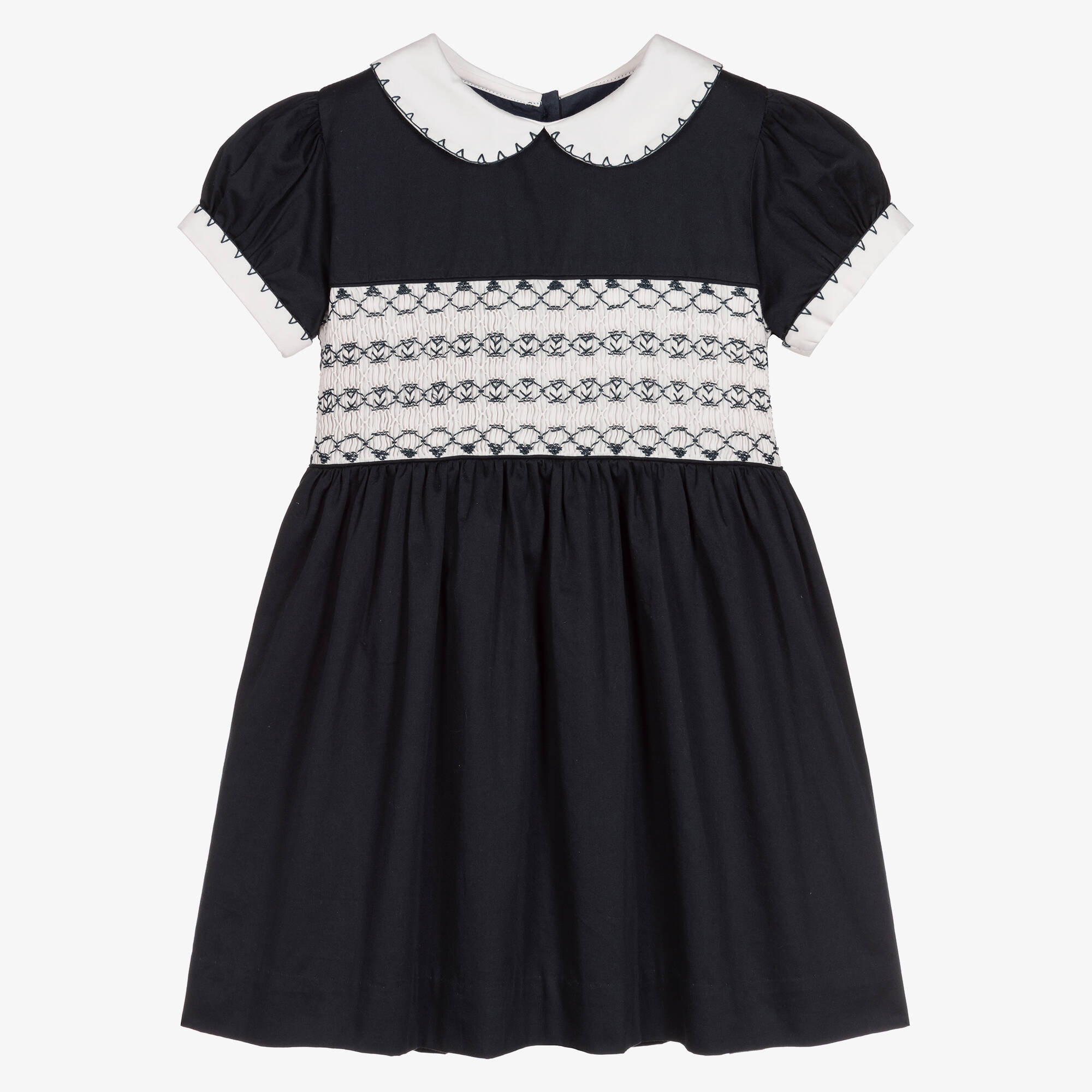 Rachel Riley Clothes Designer Rachel Riley - Girls Blue Cotton Hand-Smocked Dress | Childrensalon Outlet