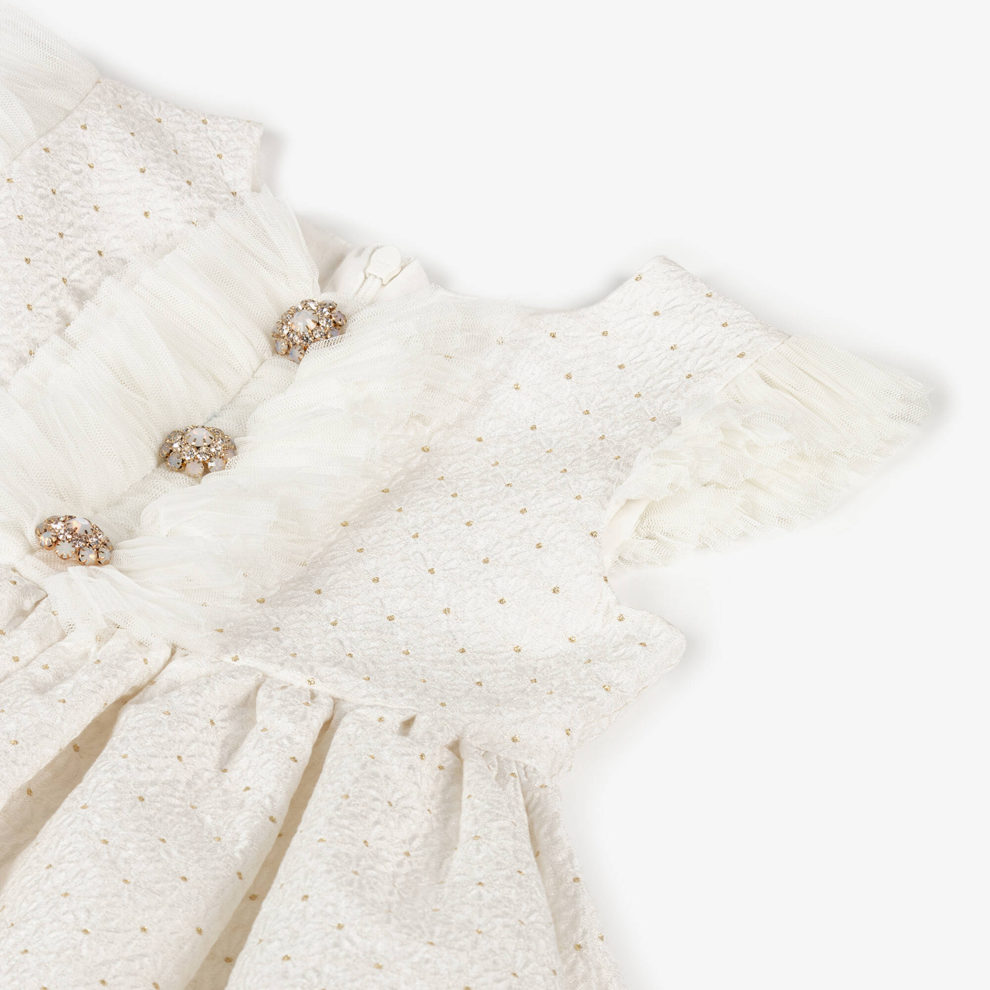 Rachel Riley - Girls Ivory Floral Jacquard Dress | Childrensalon Outlet