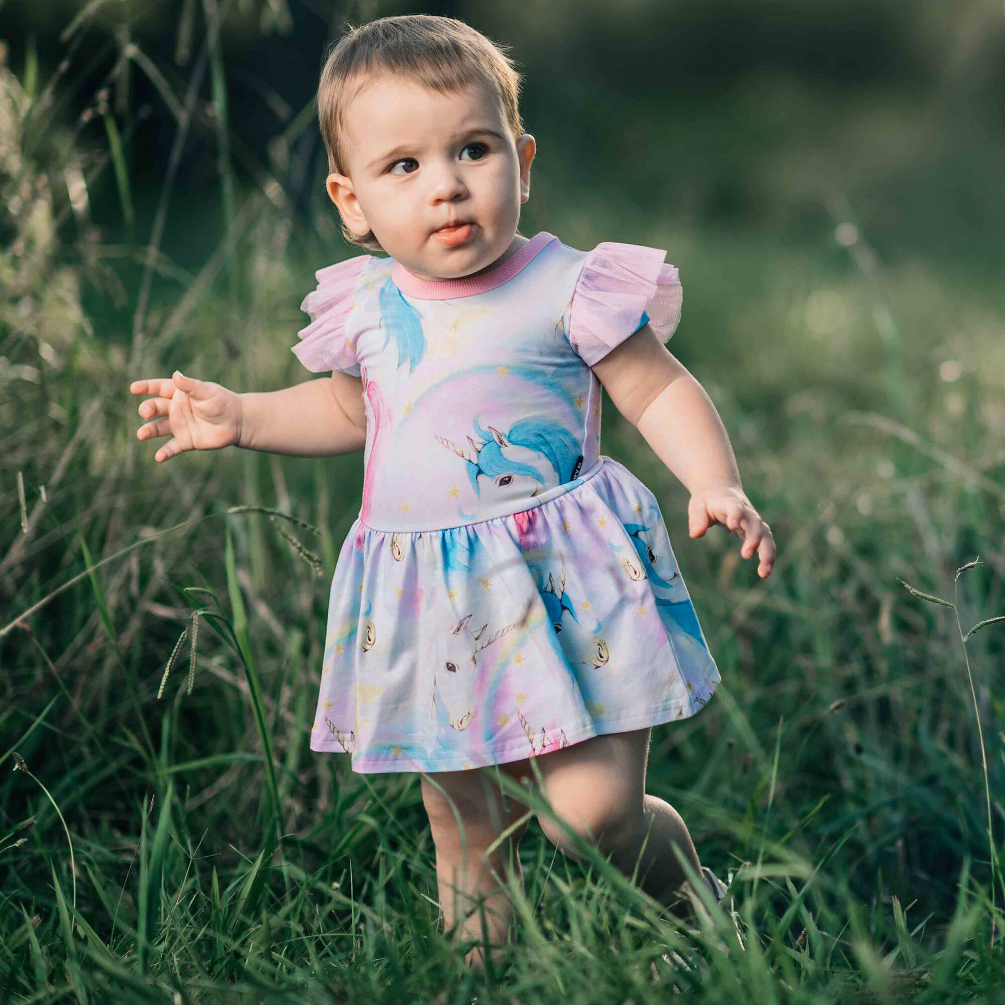 Rock Your Baby - Baby Girls Pink Cotton Unicorn Dress | Childrensalon ...