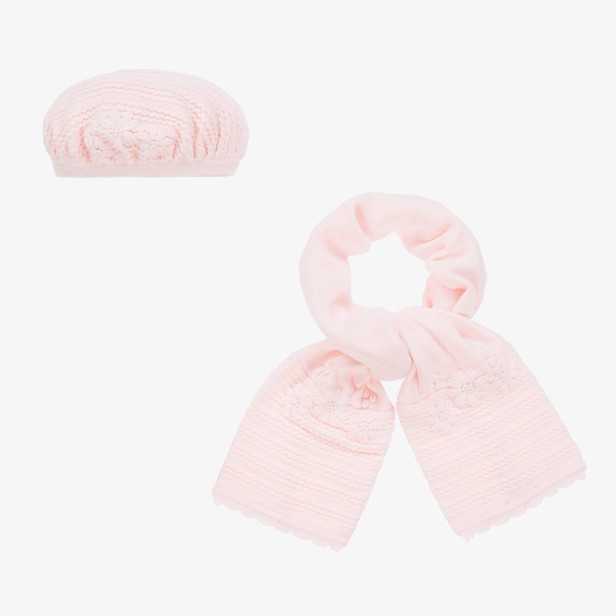 Sarah Louise - Baby Girls Pink Knit Hat & Scarf Set | Childrensalon Outlet