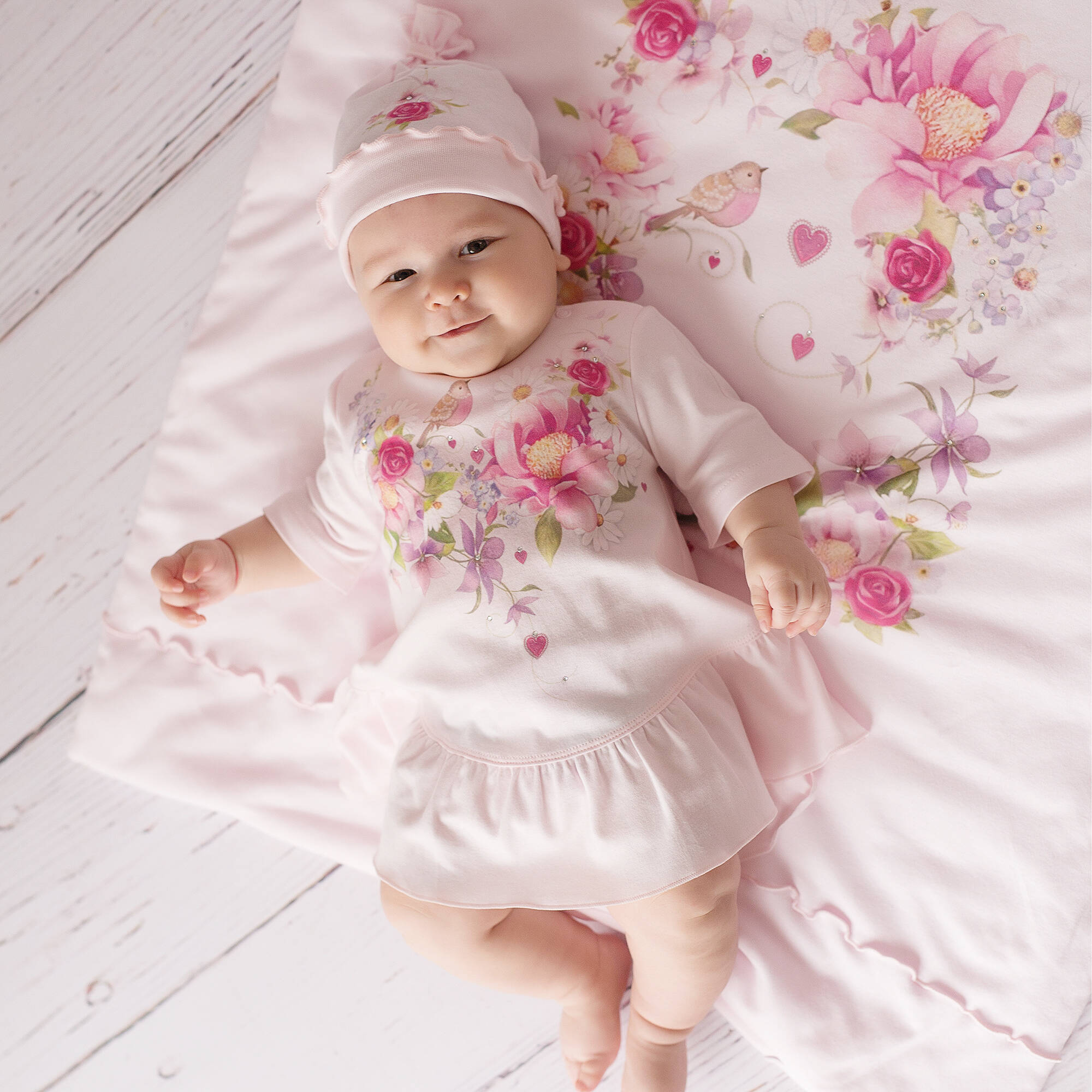 Sofija - Pale Pink Floral Cotton Dress | Childrensalon Outlet