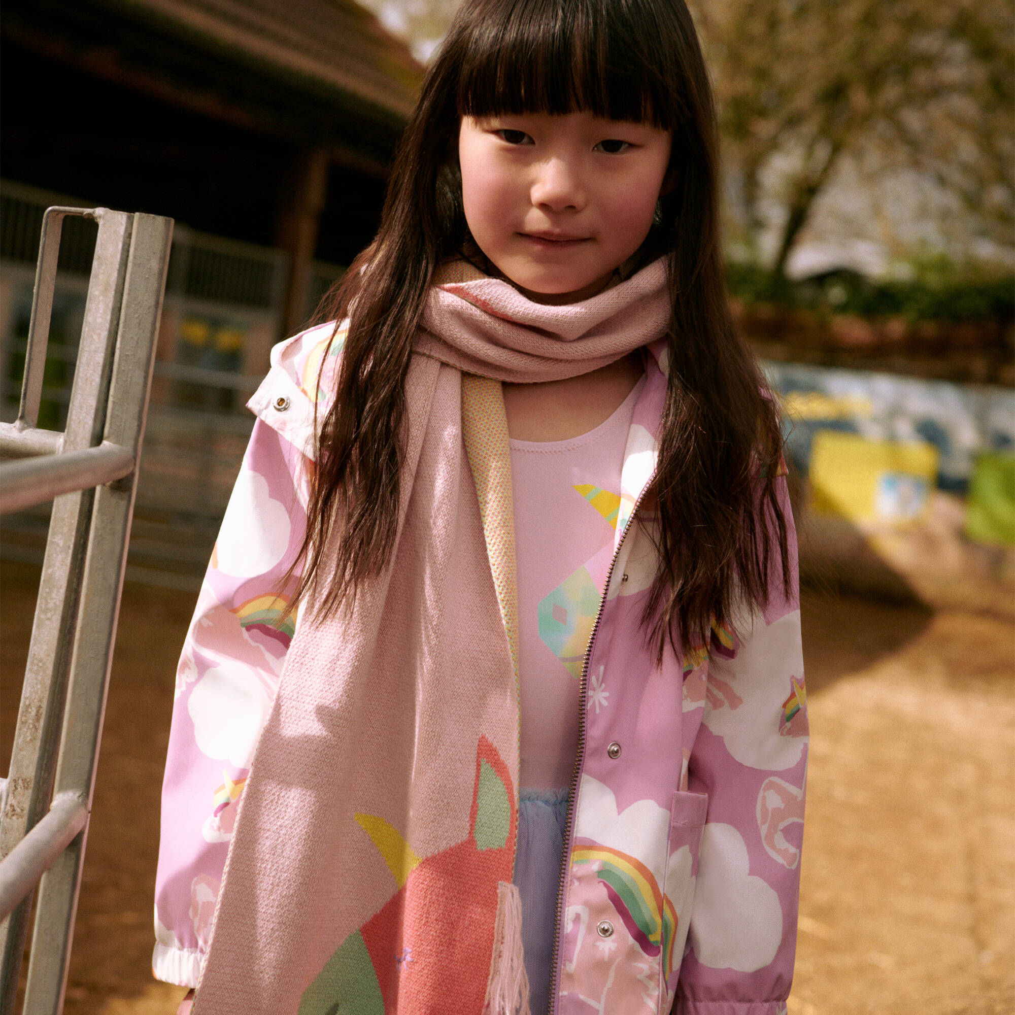 Stella McCartney Kids - Teen Girls Pink Rainbow & Unicorn Raincoat ...