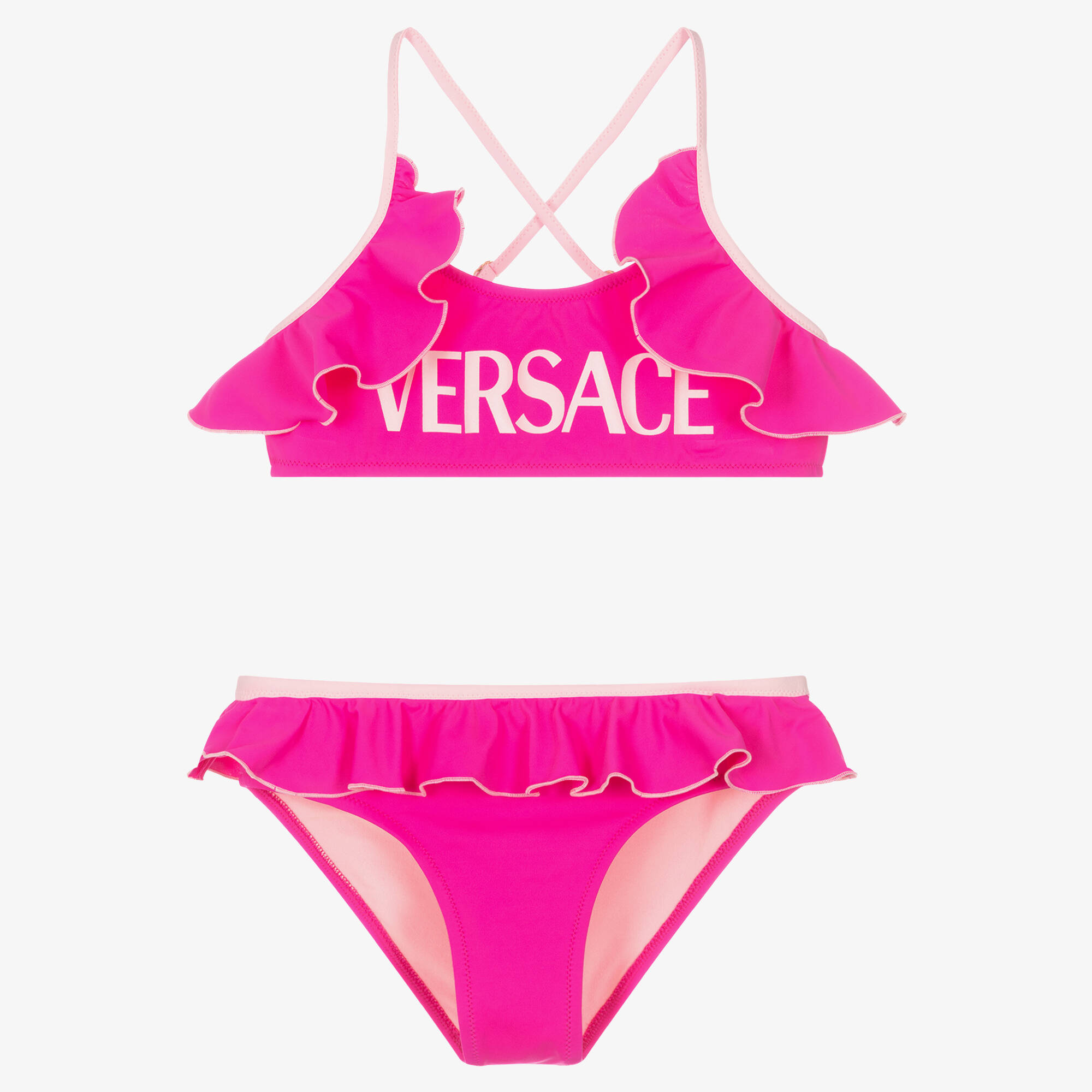 Versace - Teen Girls Fuchsia Pink Logo Bikini | Childrensalon Outlet