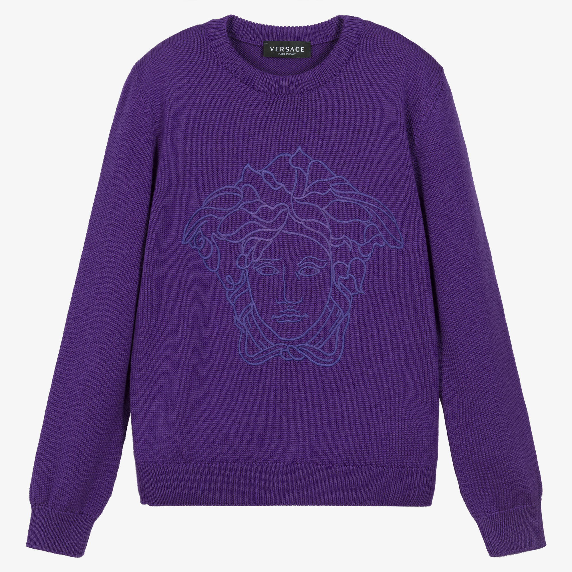 Versace - Teen Girls Purple Wool Medusa Sweater | Childrensalon Outlet