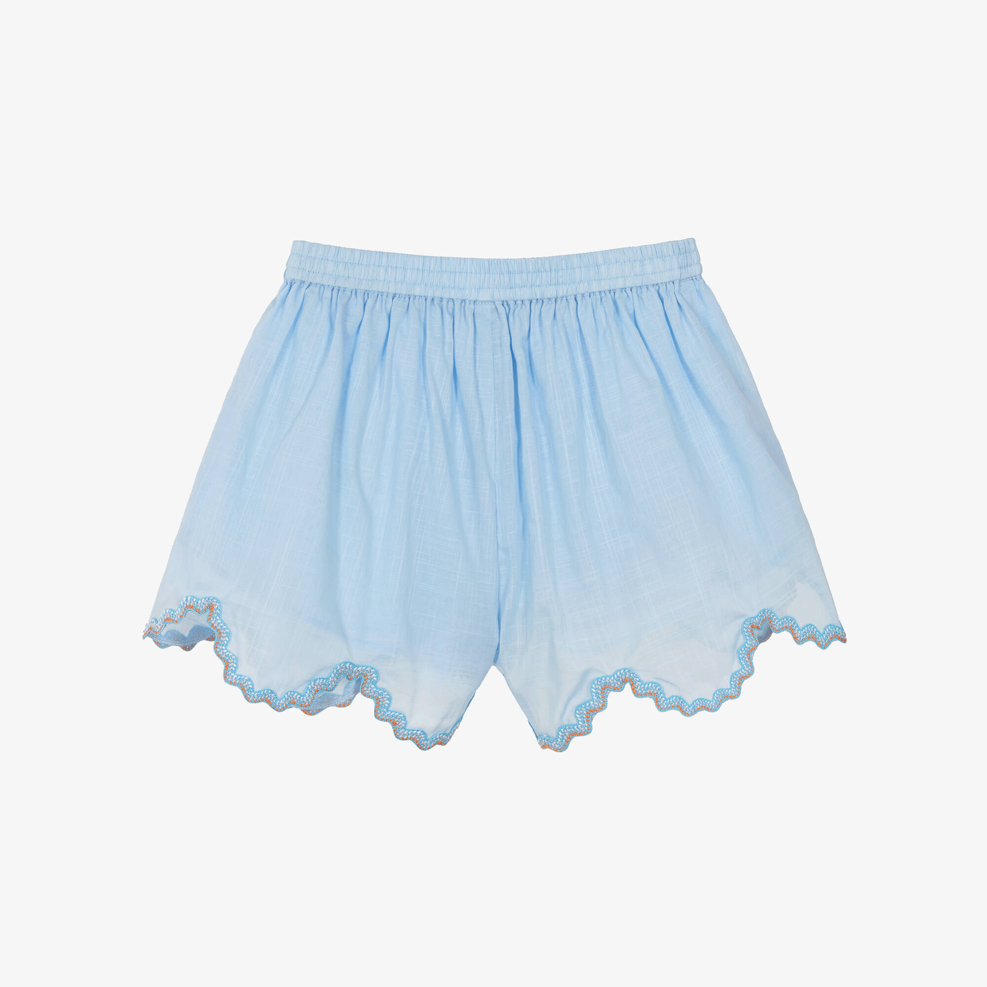 Ric Rac Shorts Zimmermann - Girls Pale Blue Cotton Ric Rac Shorts | Childrensalon Outlet
