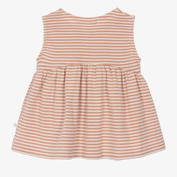 1 + in the family-فستان قطن جيرسي مضلع ومقلم لون زهري وعاجي | Childrensalon Outlet