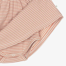 1 + in the family-فستان قطن جيرسي مضلع ومقلم لون زهري وعاجي | Childrensalon Outlet