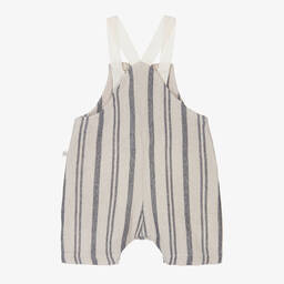 1 + in the family-Beige & Blue Striped Dungaree Shorts | Childrensalon Outlet