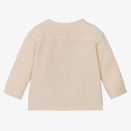 1 + in the family-Бежевая хлопковая рубашка в рифленую полоску | Childrensalon Outlet
