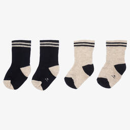  1+ ان ذا فاميلي-جوارب مزيج قطن لون بيج وكحلي (عدد 2) | Childrensalon Outlet