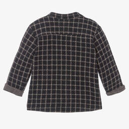 1 + in the family-قميص قطن جيرسي كاروهات لون كحلي وبيج للأولاد | Childrensalon Outlet