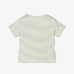 1 + in the family-Boys Green Cotton Striped Tee | Childrensalon Outlet