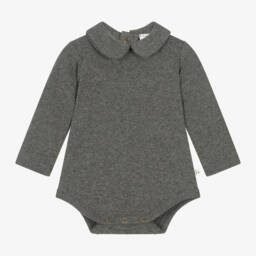1 + in the family-Boys Grey Collared Bodysuit | Childrensalon Outlet