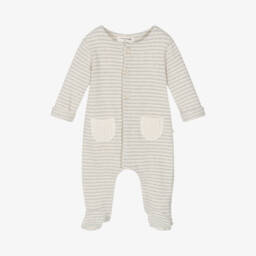 1 + in the family-بيبي غرو قطن محبوك مقلم لون عاجي ورمادي للأطفال | Childrensalon Outlet