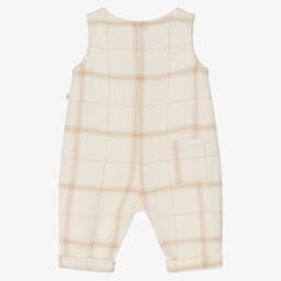1 + in the family-Boys Ivory & Beige Plaid Overalls | Childrensalon Outlet