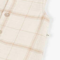 1 + in the family-Boys Ivory & Beige Plaid Overalls | Childrensalon Outlet