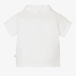 1 + in the family-Boys Ivory Cotton Shirt | Childrensalon Outlet