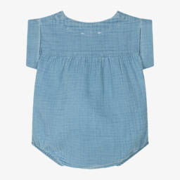 1 + in the family-Boys Light Azure Muslin Romper | Childrensalon Outlet