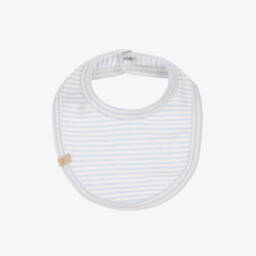 1 + in the family-مريلة إطعام مخططة زرقاء ناعمة للأولاد | Childrensalon Outlet