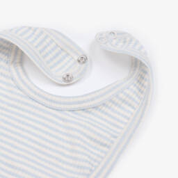 1 + in the family-مريلة إطعام مخططة زرقاء ناعمة للأولاد | Childrensalon Outlet