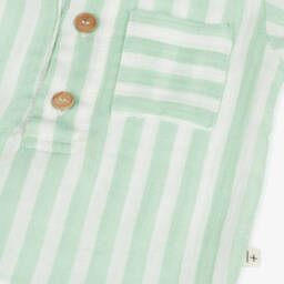 1 + in the family-قميص قطني مخطط ناعم للأولاد باللون الأخضر | Childrensalon Outlet