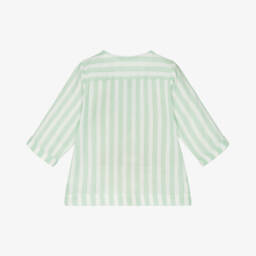 1 + in the family-قميص قطني مخطط ناعم للأولاد باللون الأخضر | Childrensalon Outlet