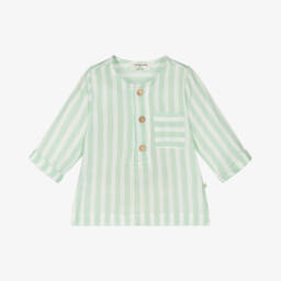1 + in the family-قميص قطني مخطط ناعم للأولاد باللون الأخضر | Childrensalon Outlet