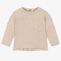 1 + in the family-Бежевый топ из хлопкового джерси | Childrensalon Outlet