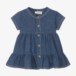  1+ ان ذا فاميلي-فستان أطفال بناتي قطن شامبري لون أزرق | Childrensalon Outlet