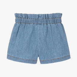1 + in the family-Girls Blue Cotton Chambray Shorts | Childrensalon Outlet
