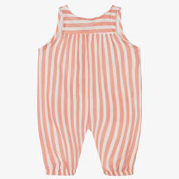 1 + in the family-Girls Coral Striped Cotton Romper | Childrensalon Outlet
