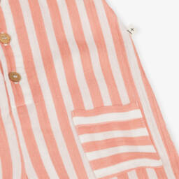 1 + in the family-Girls Coral Striped Cotton Romper | Childrensalon Outlet