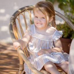 1 + in the family-فستان مخطط عاجي وبيج للبنات | Childrensalon Outlet