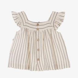 1 + in the family-Кремовое платье в голубую полоску | Childrensalon Outlet
