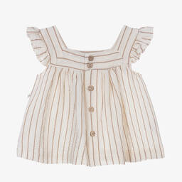 1 + in the family-Кремовое платье в коричневую полоску | Childrensalon Outlet