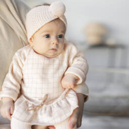 1 + in the family-Girls Ivory Checked Knit Dress | Childrensalon Outlet