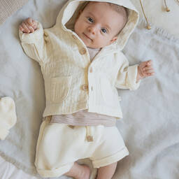 1 + in the family-شورت أطفال بناتي قطن جيرسي لون عاجي | Childrensalon Outlet